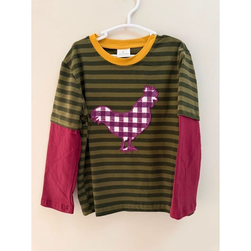 Boys Size 4 Rooster Long Sleeve Shirt
